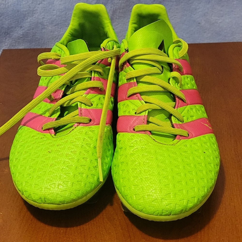 Mens Adidas Fluorescent Green and Fluorescent Pink Athletic Shoes